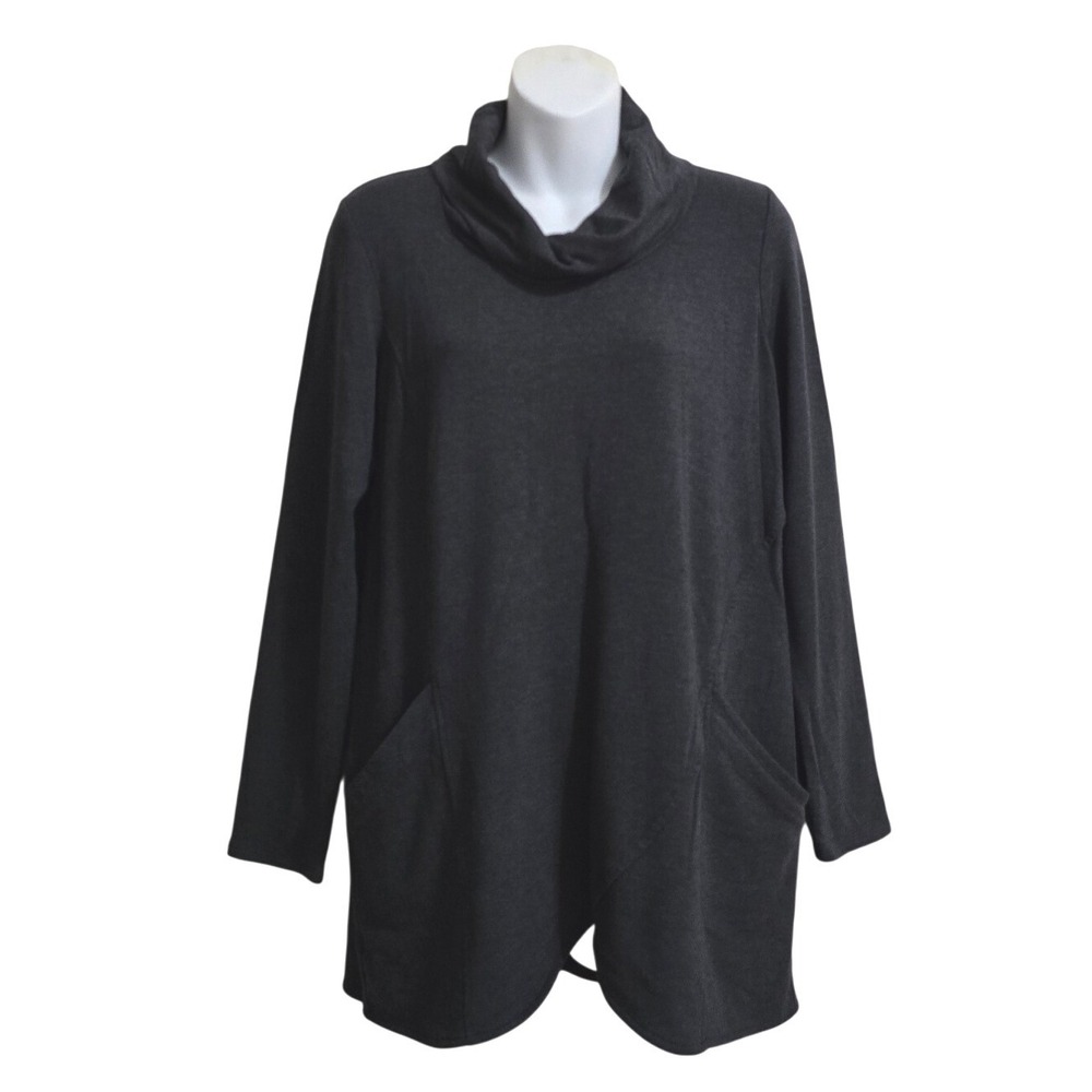 Pure J. Jill Cowl-Neck Sweatshirt Pocket Tunic In Gray Sz S